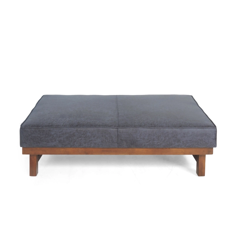 Hillman Modern Microfiber Cocktail Ottoman with Wood Frame by Christopher Knight Home