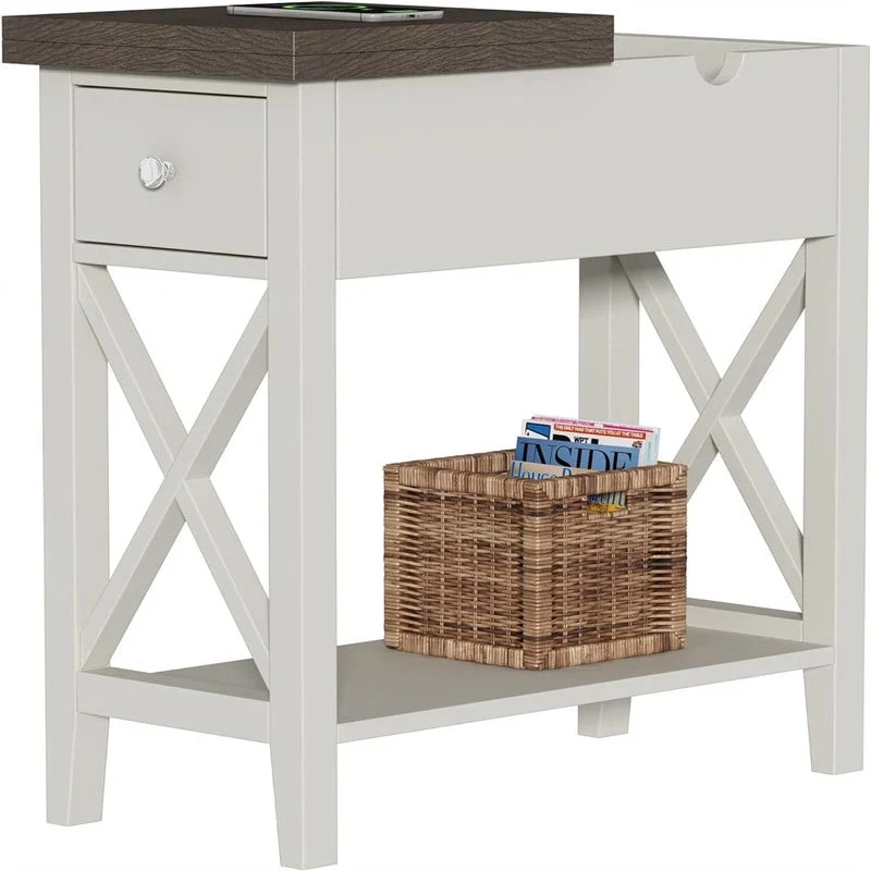 Material Flip Top Narrow End Table - 11D x 23.5W x 24H