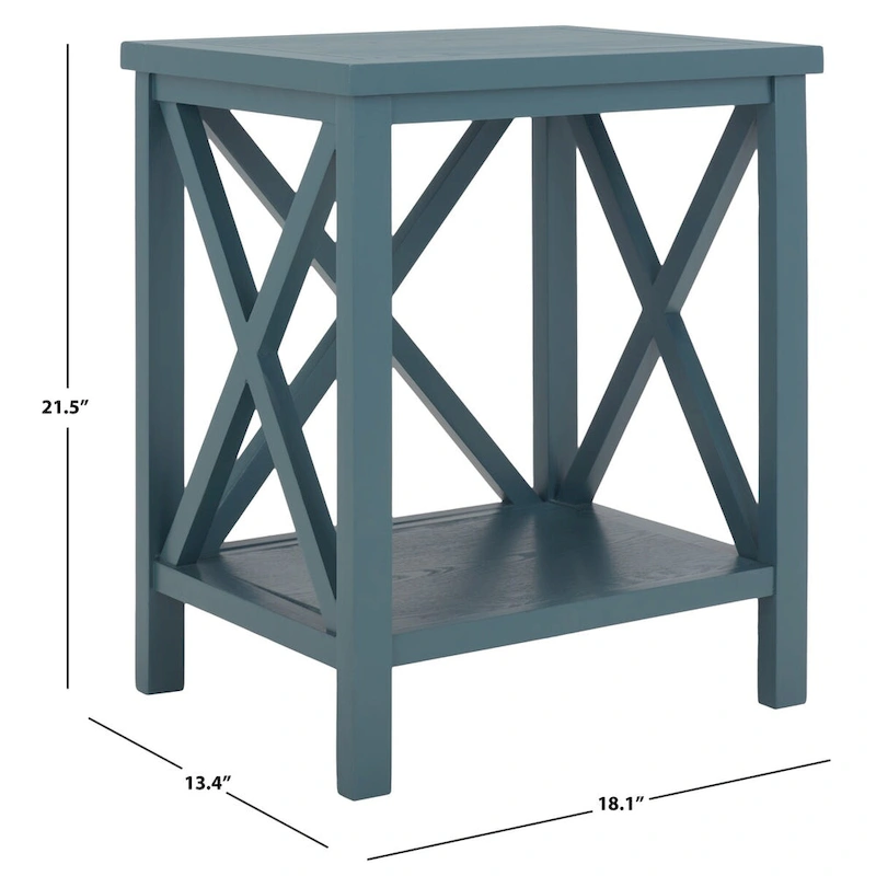 SAFAVIEH Yasumi White Cross Back End Table - 18.1  x 13.4  x 21.5  - 18Wx13Dx22H