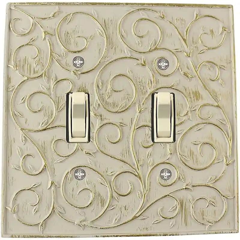 Meriville French Scroll 2 Toggle Wallplate, Double Switch Electrical Cover Plate