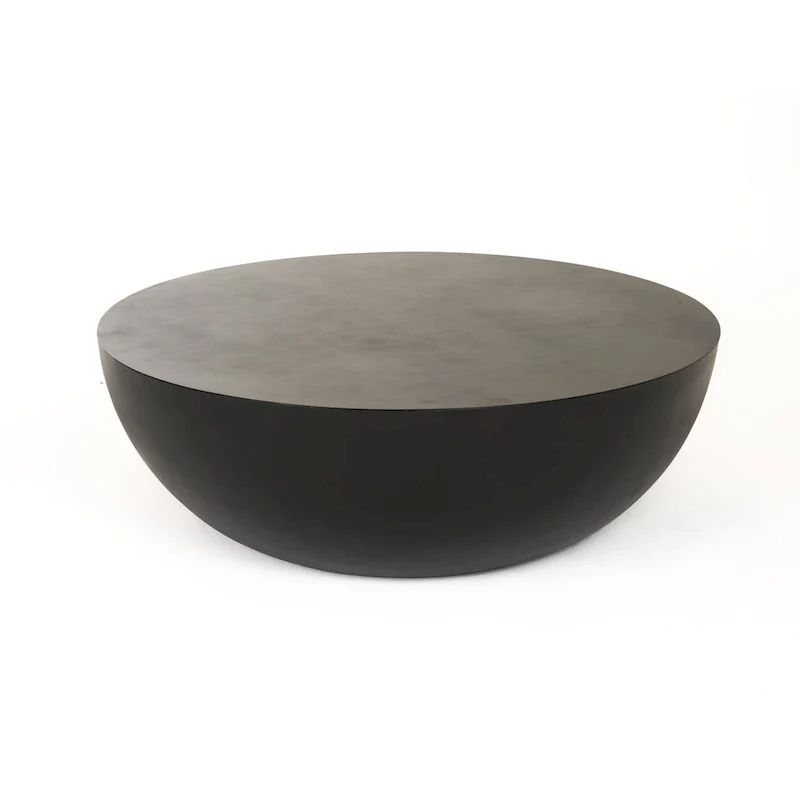 Modrest Bronte Modern Black Concrete Round Coffee Table
