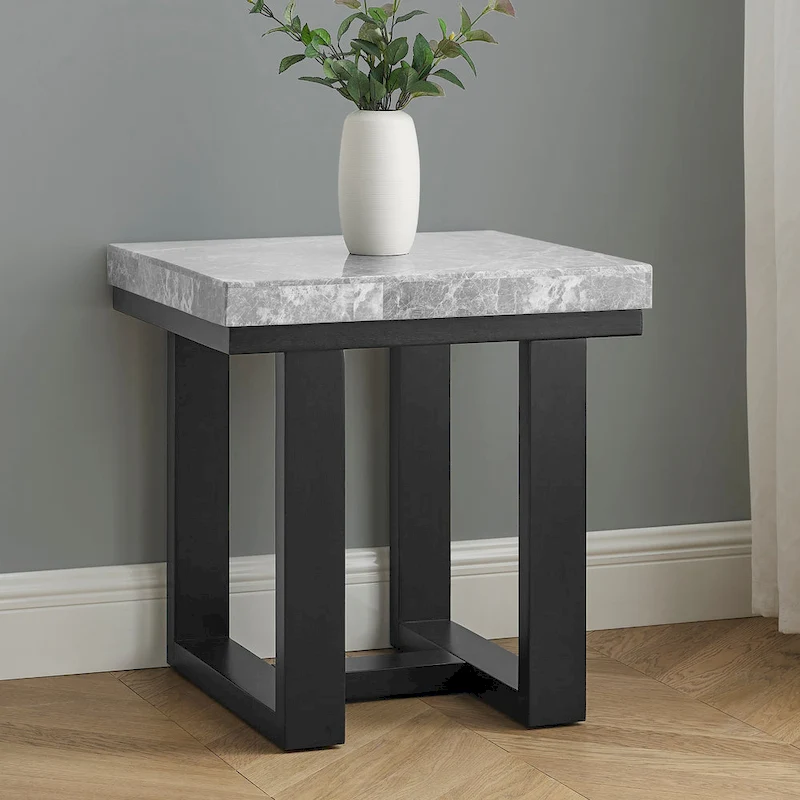 Steve Silver Ludlow Gray Marble Top Side Table