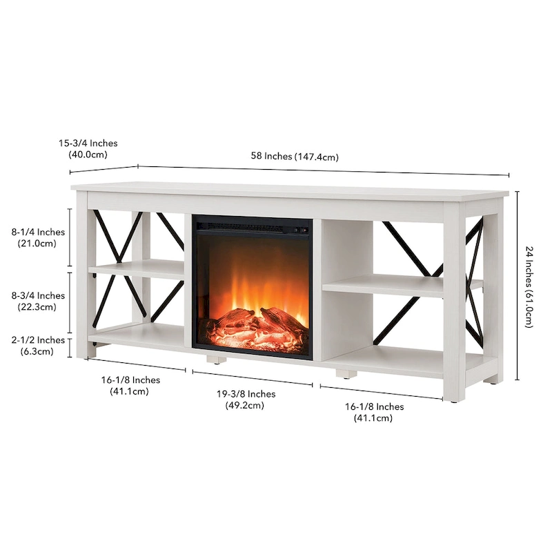 Sawyer TV Stand with Log Fireplace Insert