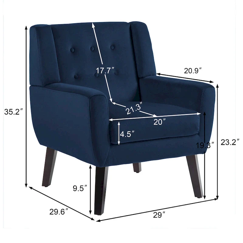 Set of 2 Velvet Living Room Accent Chair Upholstered Armchair