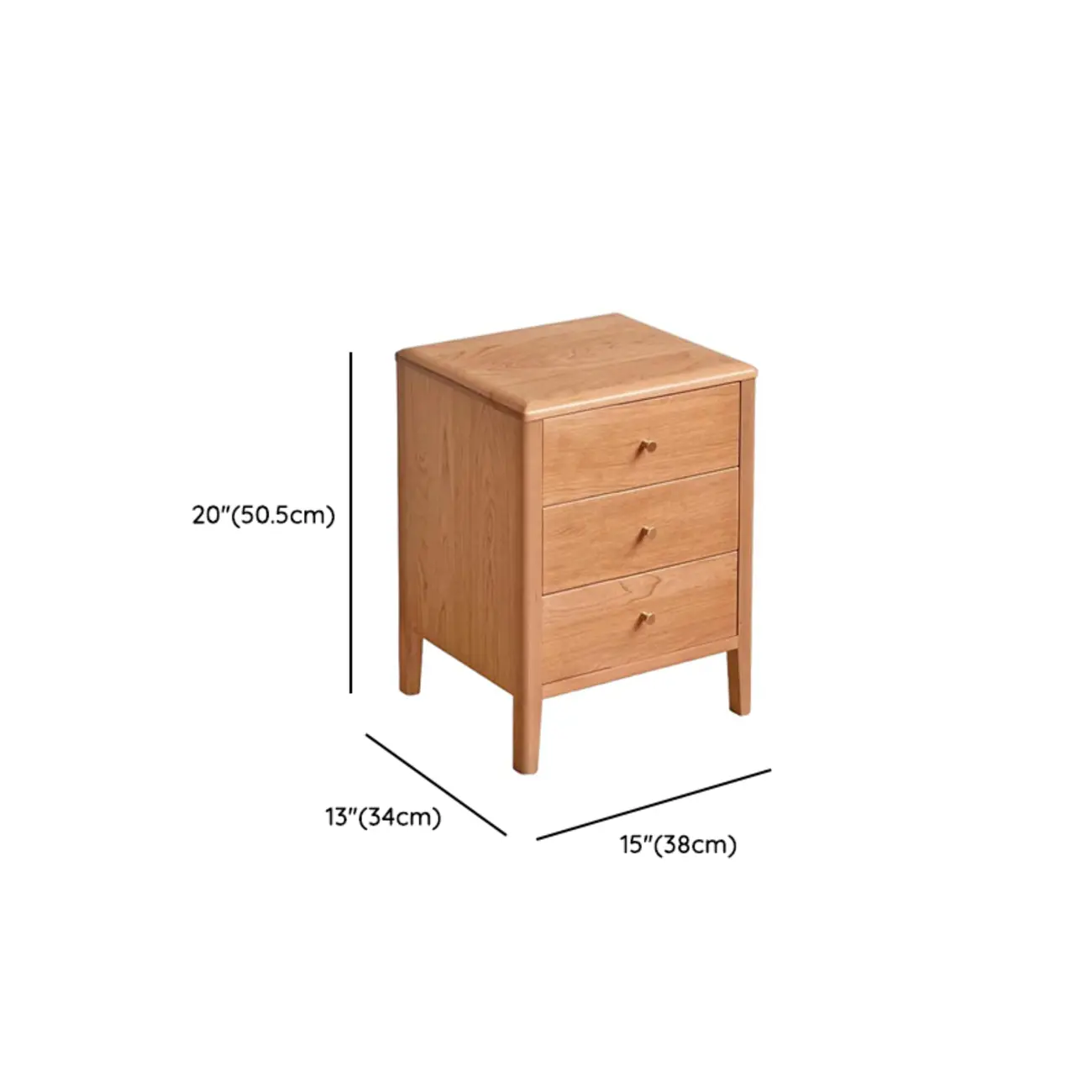Narrow Modern Wooden Nightstand with 3 Drawers