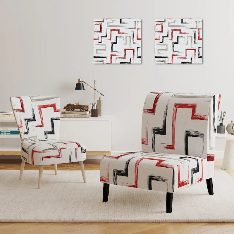 Designart Multicolor Trendy Geometric  Upholstered Patterned Accent Chair and Arm Chair