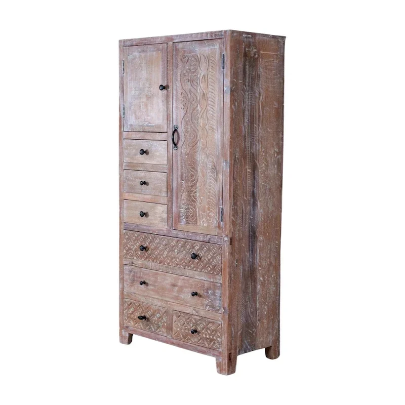 Maadze Solid Wood Freestanding Wardrobe Cabinet - N/A
