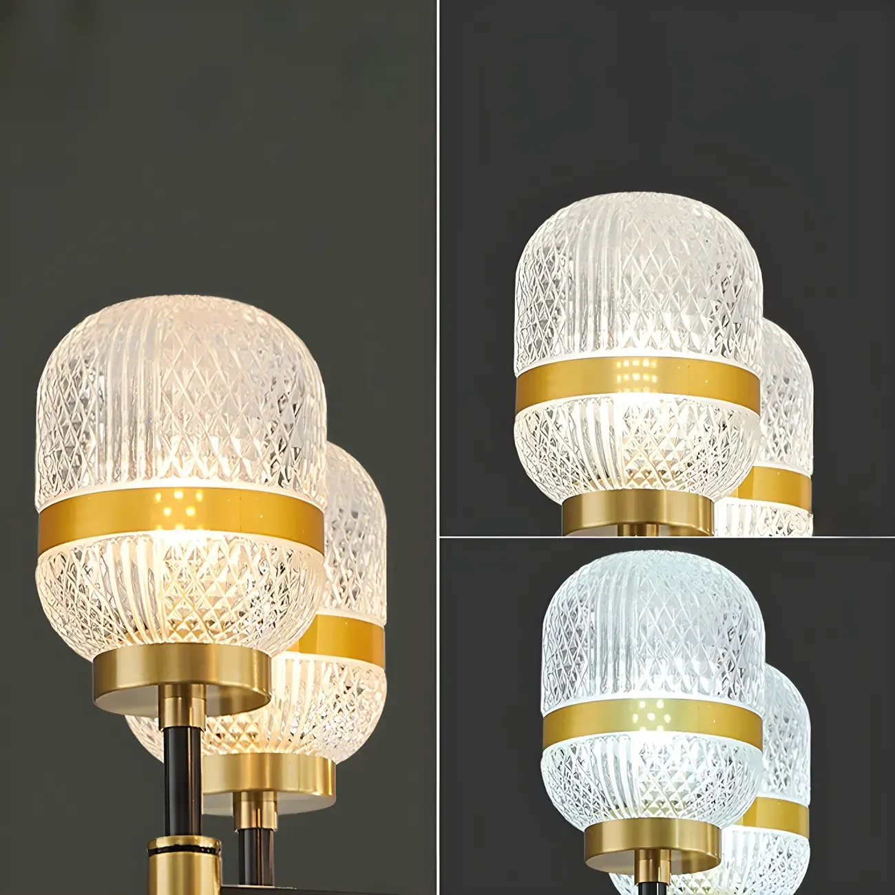 Modern Black Gold Prismatic Glass Sputnik Chandelier