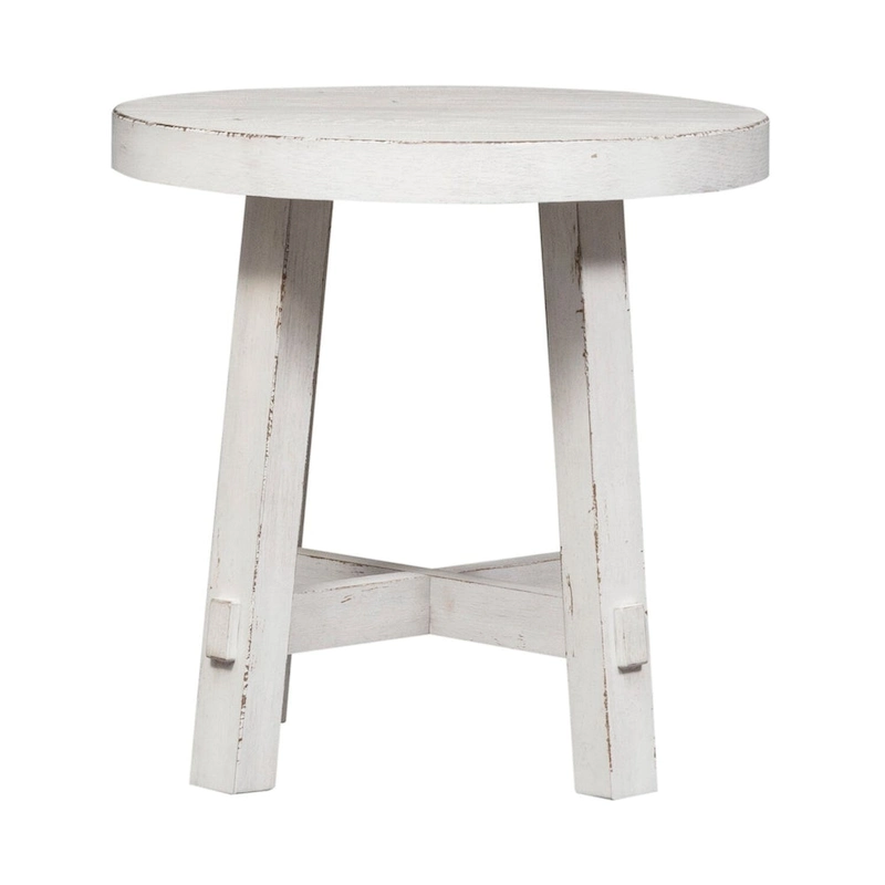 Modern Farmhouse Flea Market White Splay Leg Round End Table