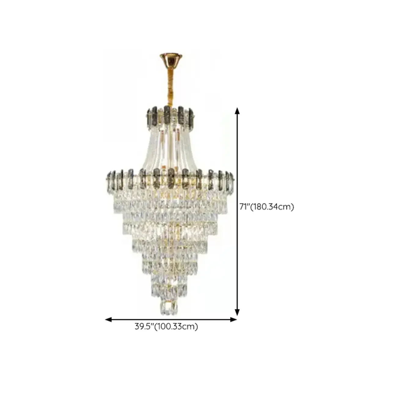 Luxury Long Cascading Crystal Gold Chandelier