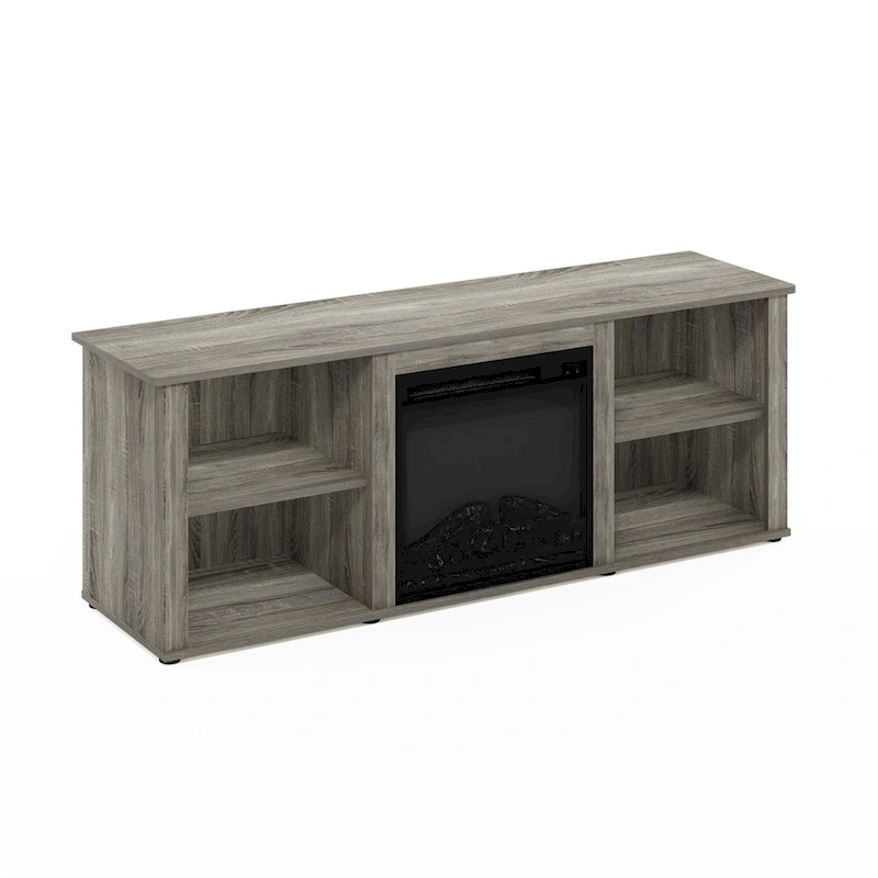 Furinno Classic 60 Inch TV Stand with Fireplace