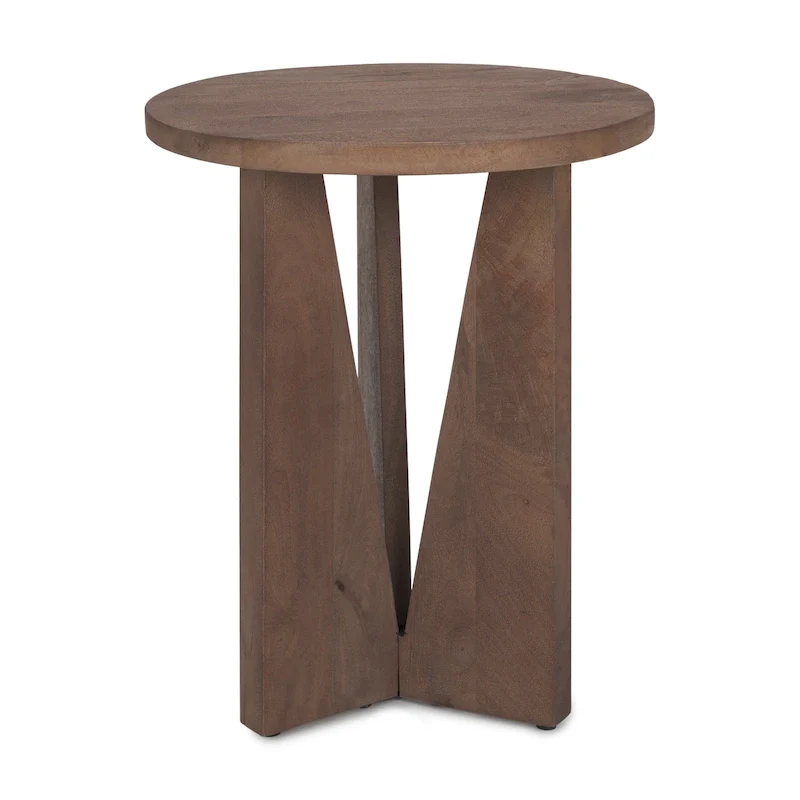 Mattius Black Solid Wood Round Accent Table - 18L x 18W x 22H