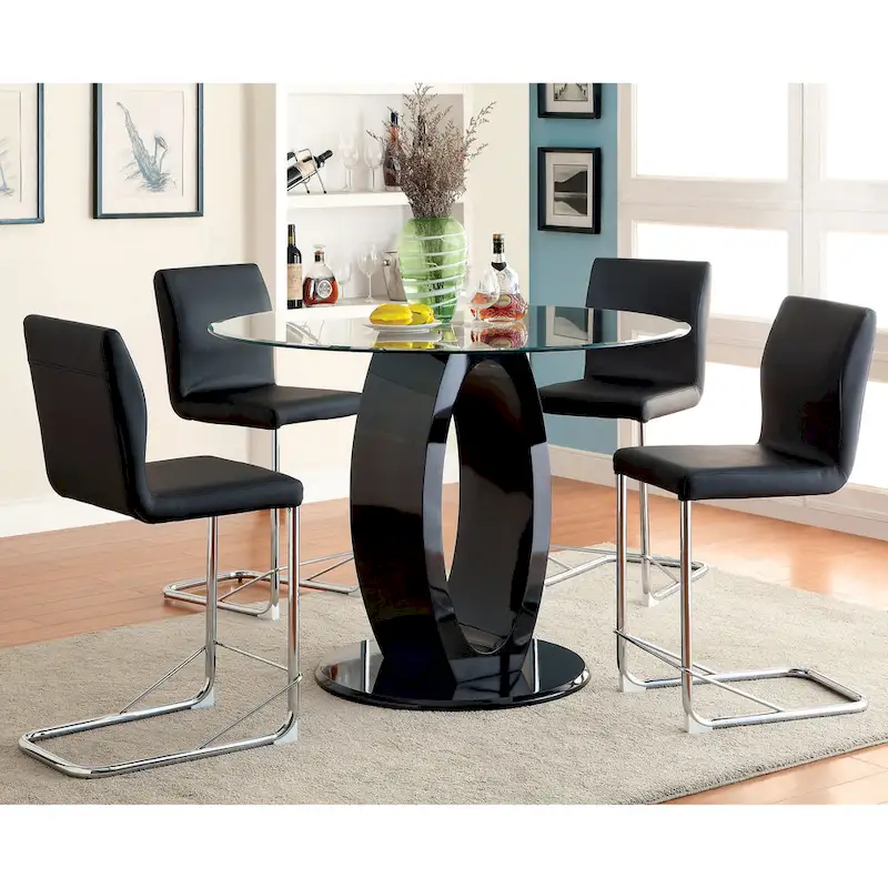 Furniture of America Raji 48-inch High-gloss Round Counter Height Table
