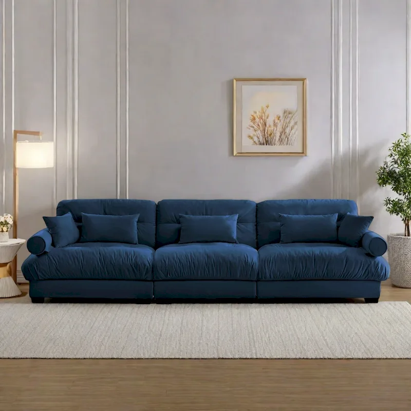 Modular Sectional Sofa - Velvet, 5-Seat, Cloud Cushion, Bolster Armrests, 130W, Configurable