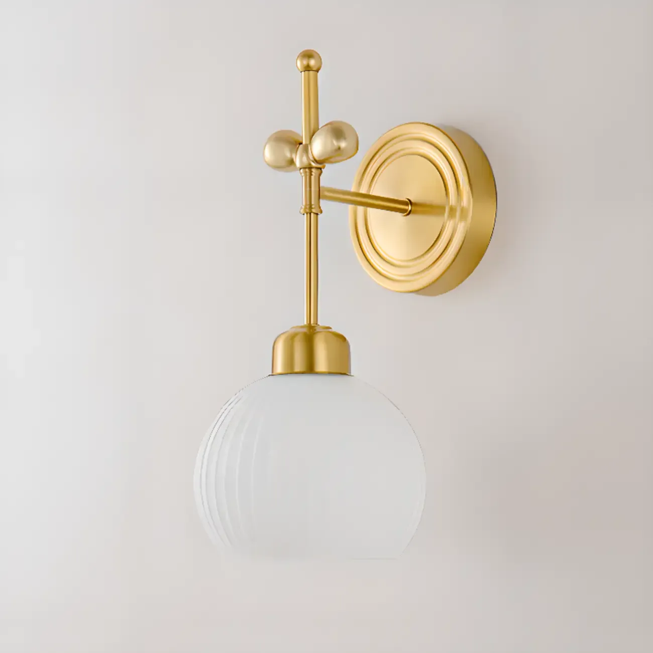 Modern White Bowl Glass Single Golden Wall Lamp