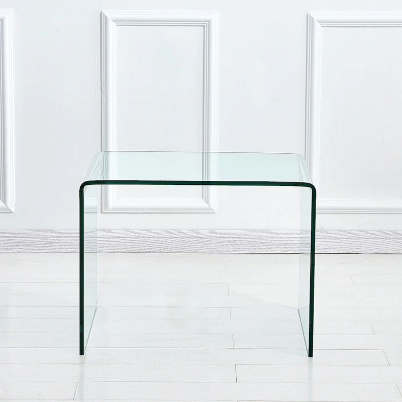 Glass Console Table, Transparent Tempered Glass Console Table