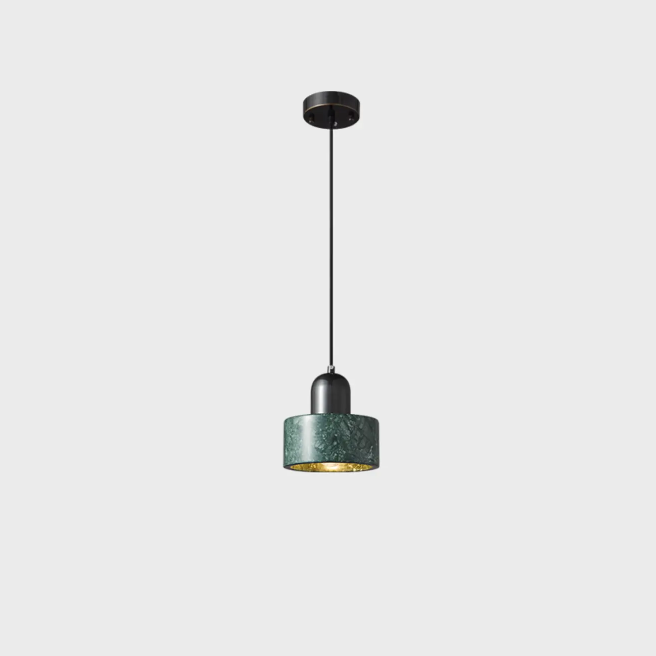 Modern Green Stone Cylinder Black Hanging Pendant Light