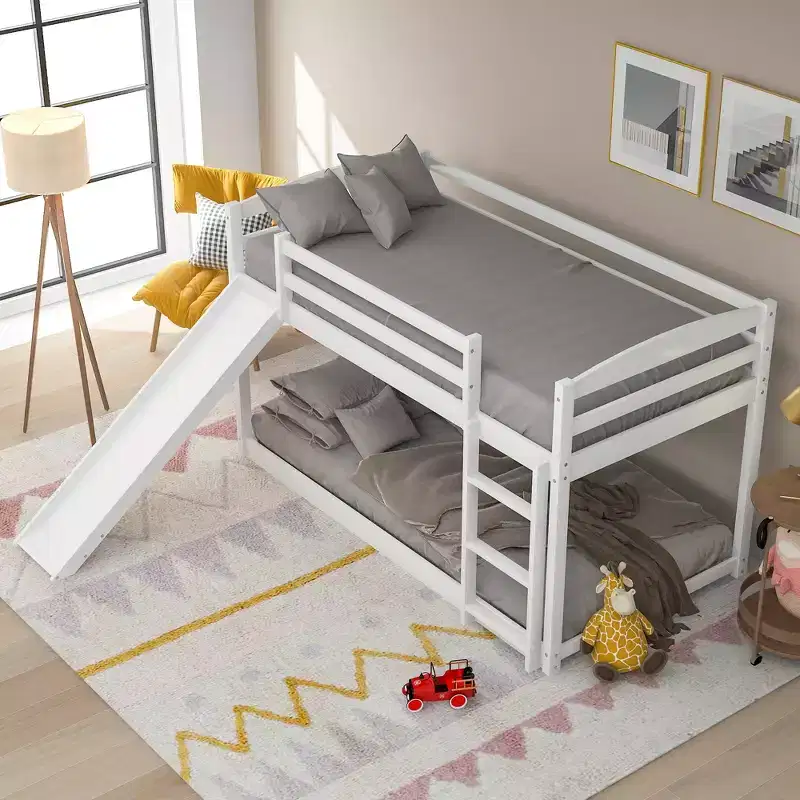 Whisen Twin over Twin Bunk Bed with Convertible Slide and Ladder