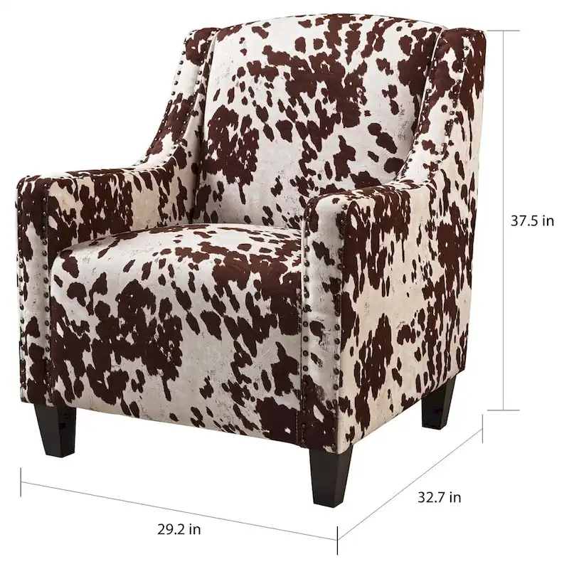 Elysabeth Cow Print Velvet Club Chair by Christopher Knight Home - 32.75 L x 29.25 W x 37.5 H