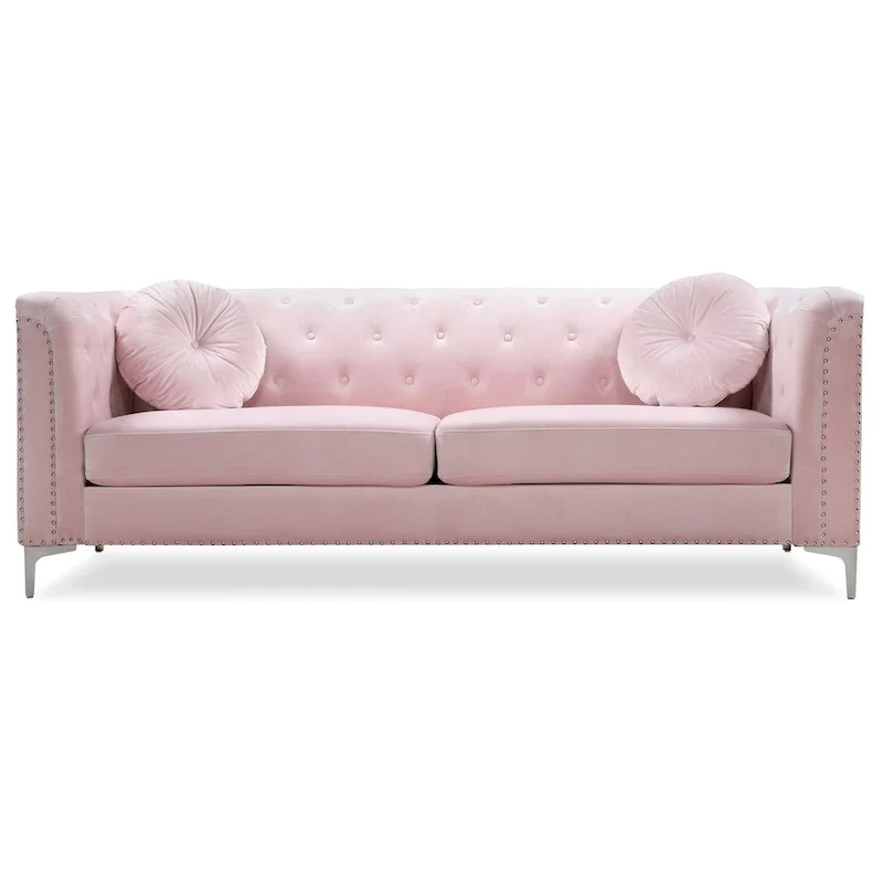 Pompano Velvet Button Tufted Sofa