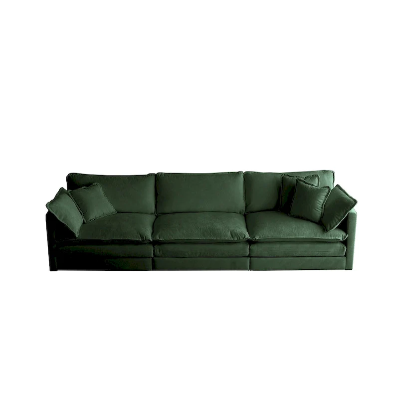 6-Seater U-Shape Sectional Sofa with 3 Ottomans and Pillows