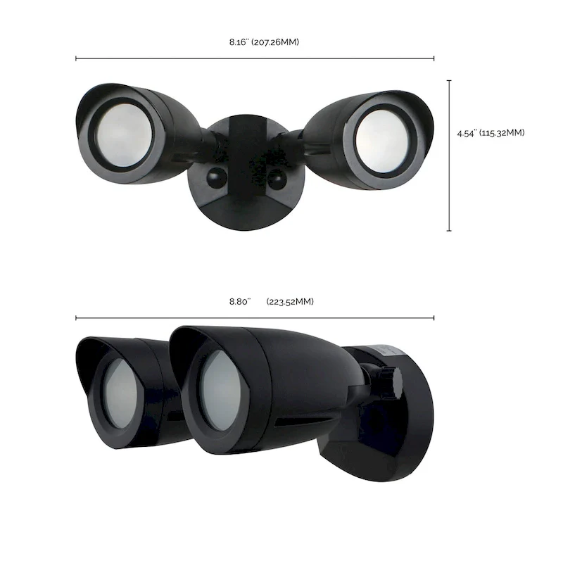 LED Security Light Dual Head Black Finish 3000K