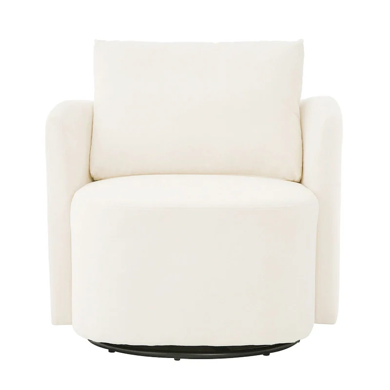 Chenille 360 Swivel Barrel Chair with Ergonomic Curved Design and 440lb Weight Capacity