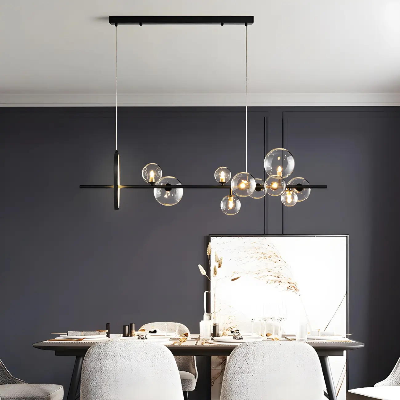 Artistic Black Glass Globe Island Hanging Light