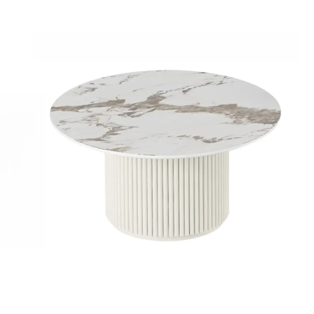 Modern White Nesting Coffee Table Set in Round Design