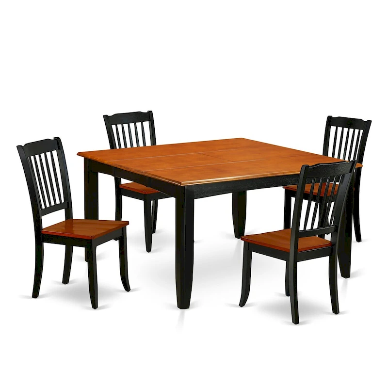 East West Furniture Kitchen Table Set Includes a Square Dining Table with Butterfly Leaf and Dining Chairs (Pieces Options)