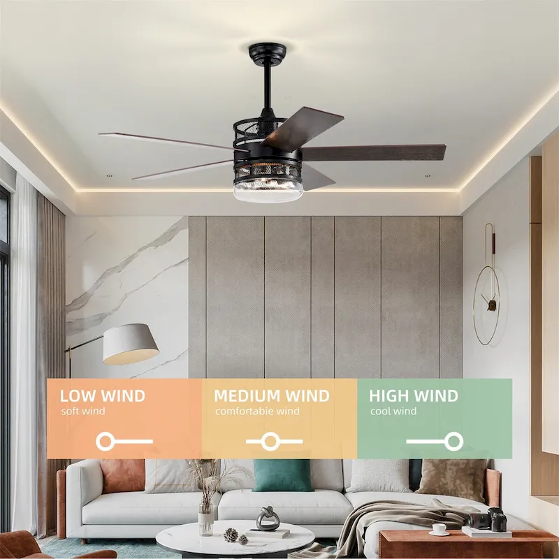 52-inch 5-blade Lighted Ceiling Fan