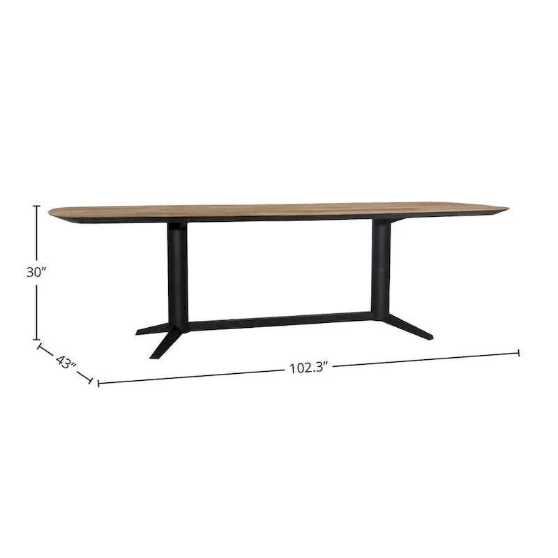 Lydia 102 Wide Teak Dining Table, Black