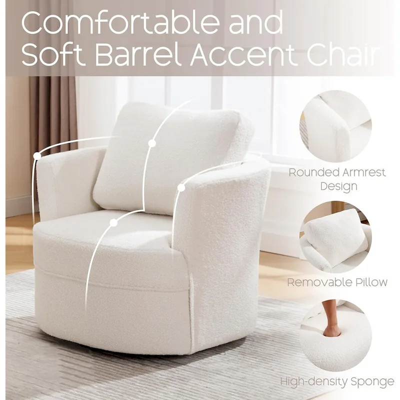 HOMYKA Swivel Accent Barrel Chair Round Arm Chair with Pillow Set 2