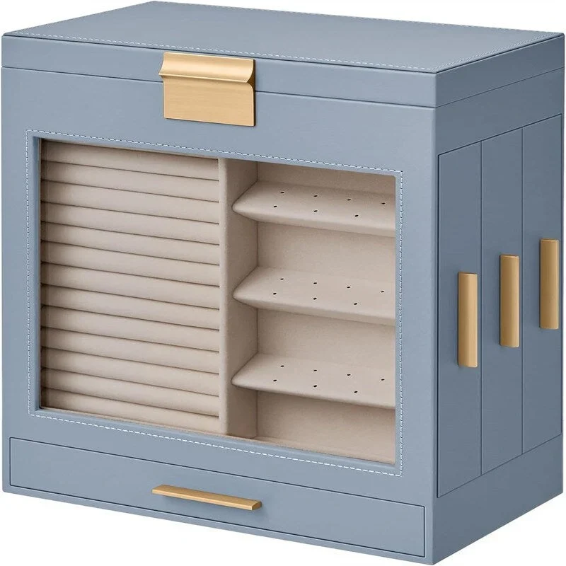 Jewelry Box with Glass Window - 6.1D x 10.3W x 12.6H