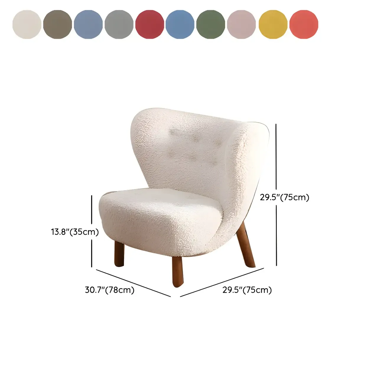 Mid-Century Modern Flannel Accent Chair in Off-White