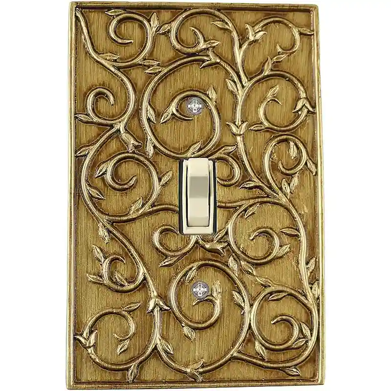 Meriville French Scroll 1 Toggle Wallplate, Single Switch Electrical Cover Plate
