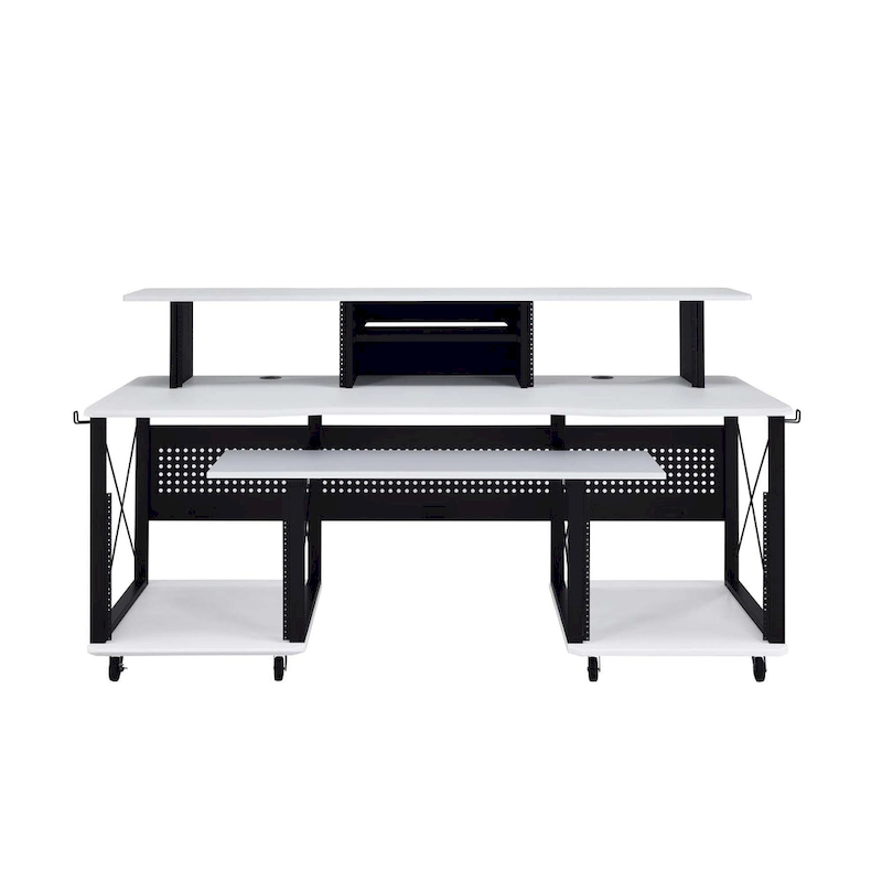 Rectangular Music Desk with 8 Wheels and 1 Keyboard Tray