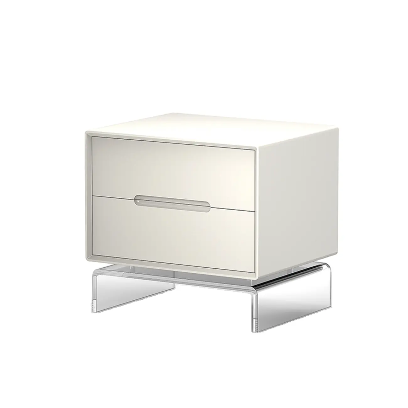 Modern Acrylic Leg Timber White Nightstand with Drawers
