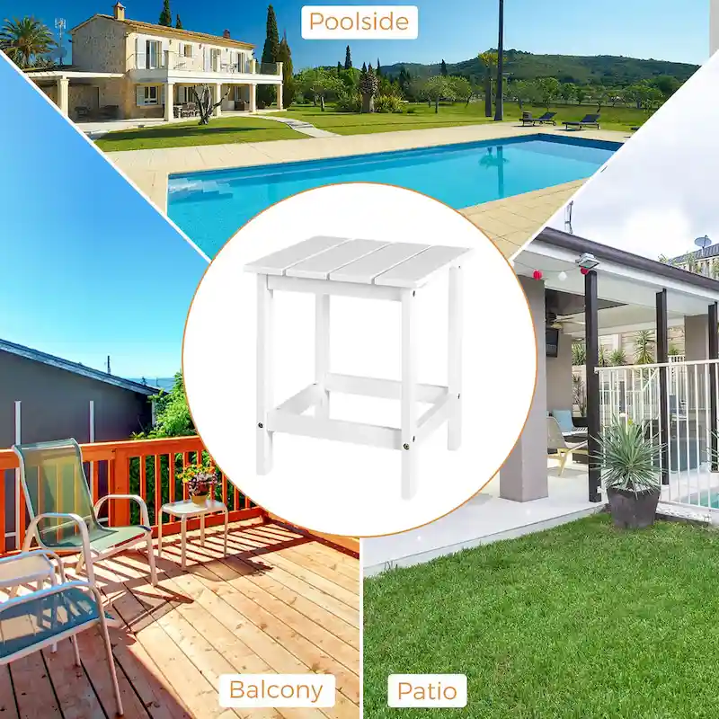 Costway Patio 15  End Side Coffee Table Square Wooden Slat Garden Deck - See details