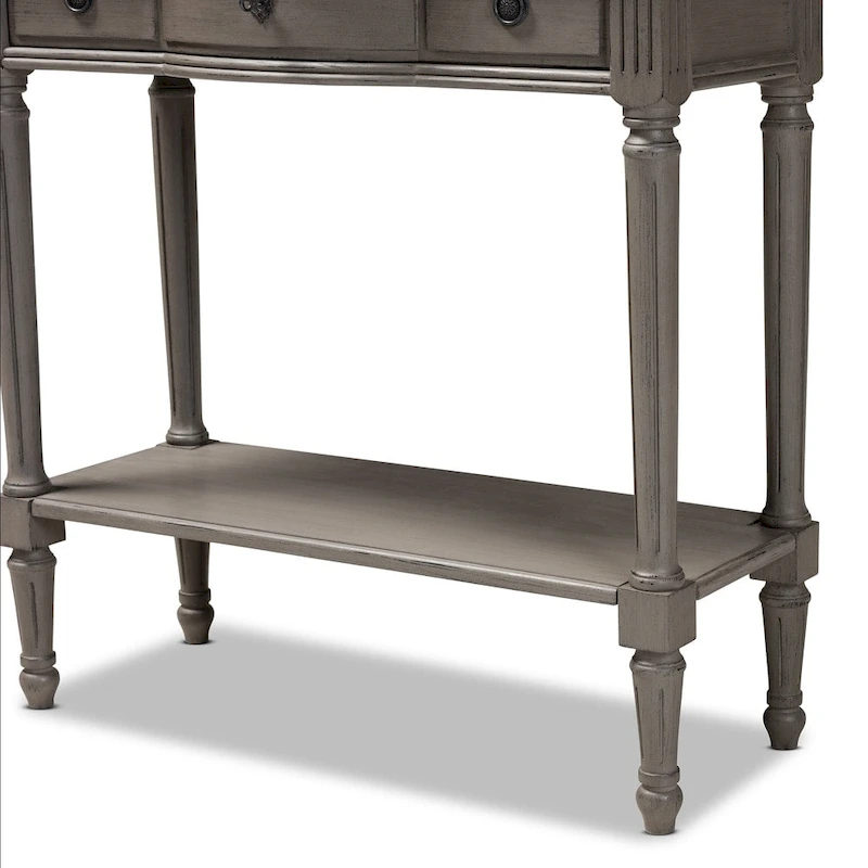 French Country Gray Finished 1-Drawer Wood Console Table