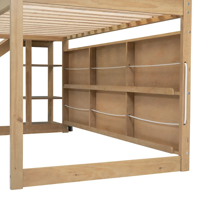 Twin Wood House Loft Bed with Slide