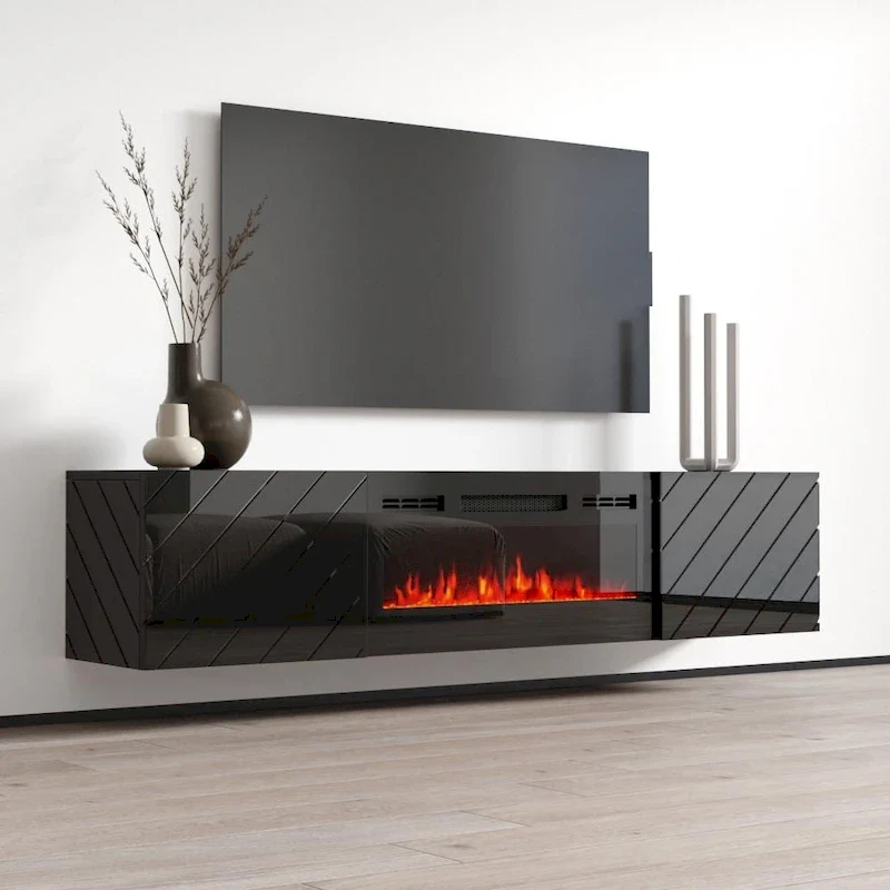 Luxe EF Wall Mounted Electric Fireplace Modern 72 TV Stand