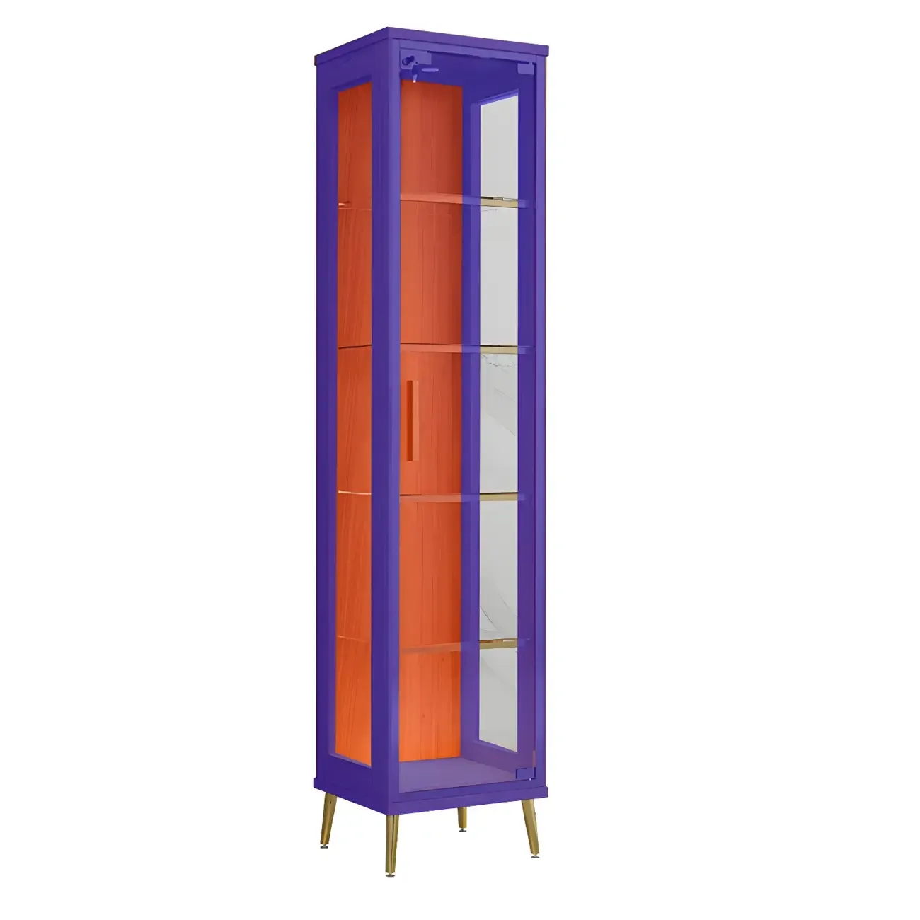 Glam Black Wooden Glass Display Cabinet