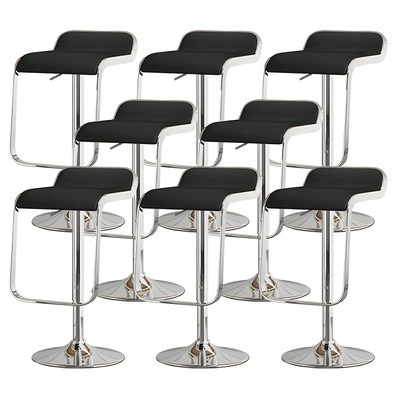 Leather Low Back Metal Adjustable Swivel Bar Stools