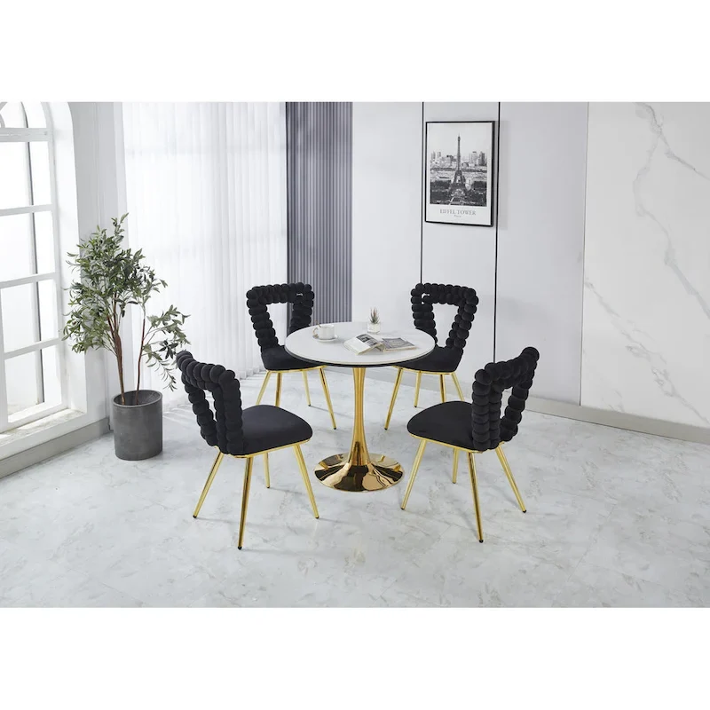 Gold+Black Modern 22.04 Accent Chairs (Set of 2)