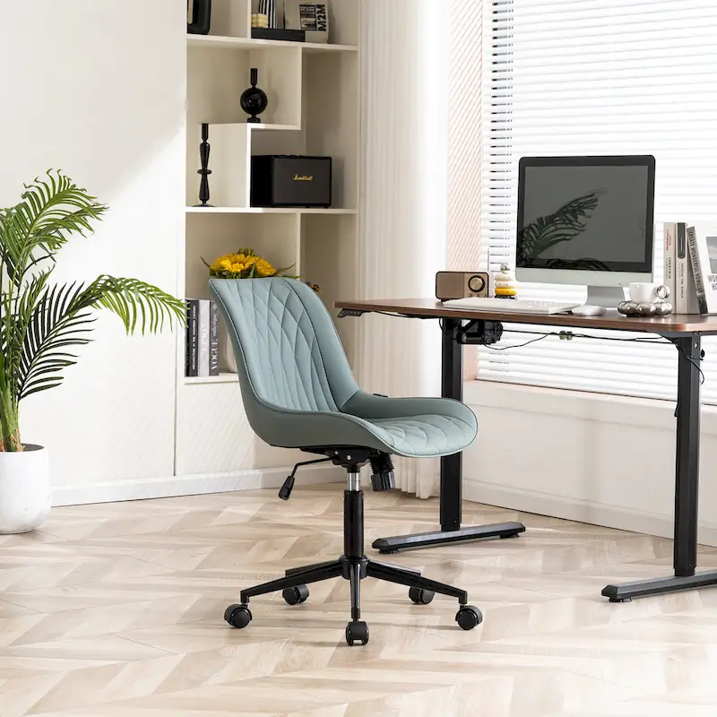 Armless Home Office Desk Chairs with Wheels Rolling Task Chair