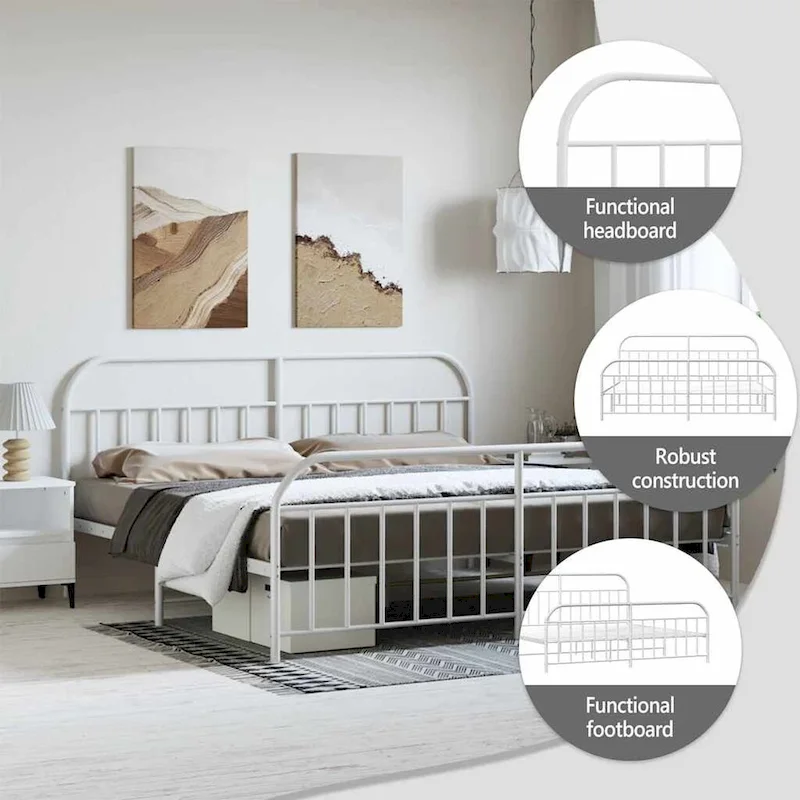 vidaXL 12 Inches Metal Bed Frame No Mattress