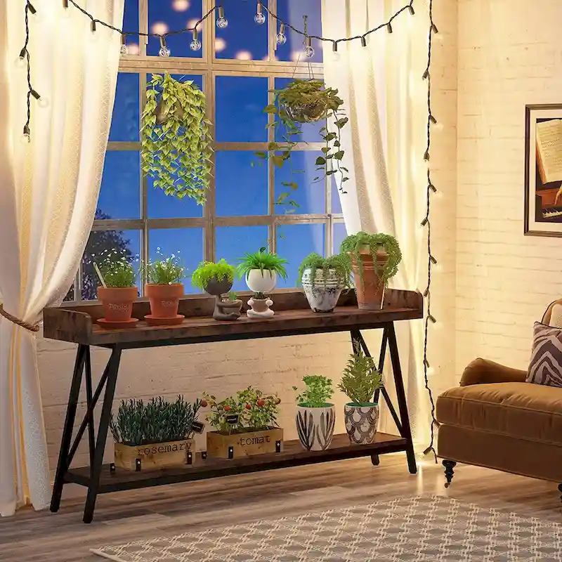 70.9 inch Long Sofa Console Table Behind Couch, Rustic Brown Entryway Table