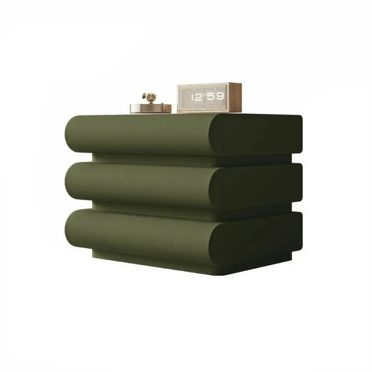 Modern White Pine Wood Leather 2-Drawer Nightstand