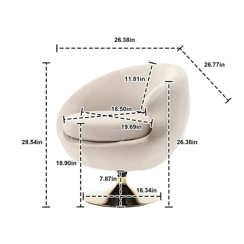 HOMEFUN Velvet 360 Degree Swivel Right Cuddle Barrel Accent Chairs